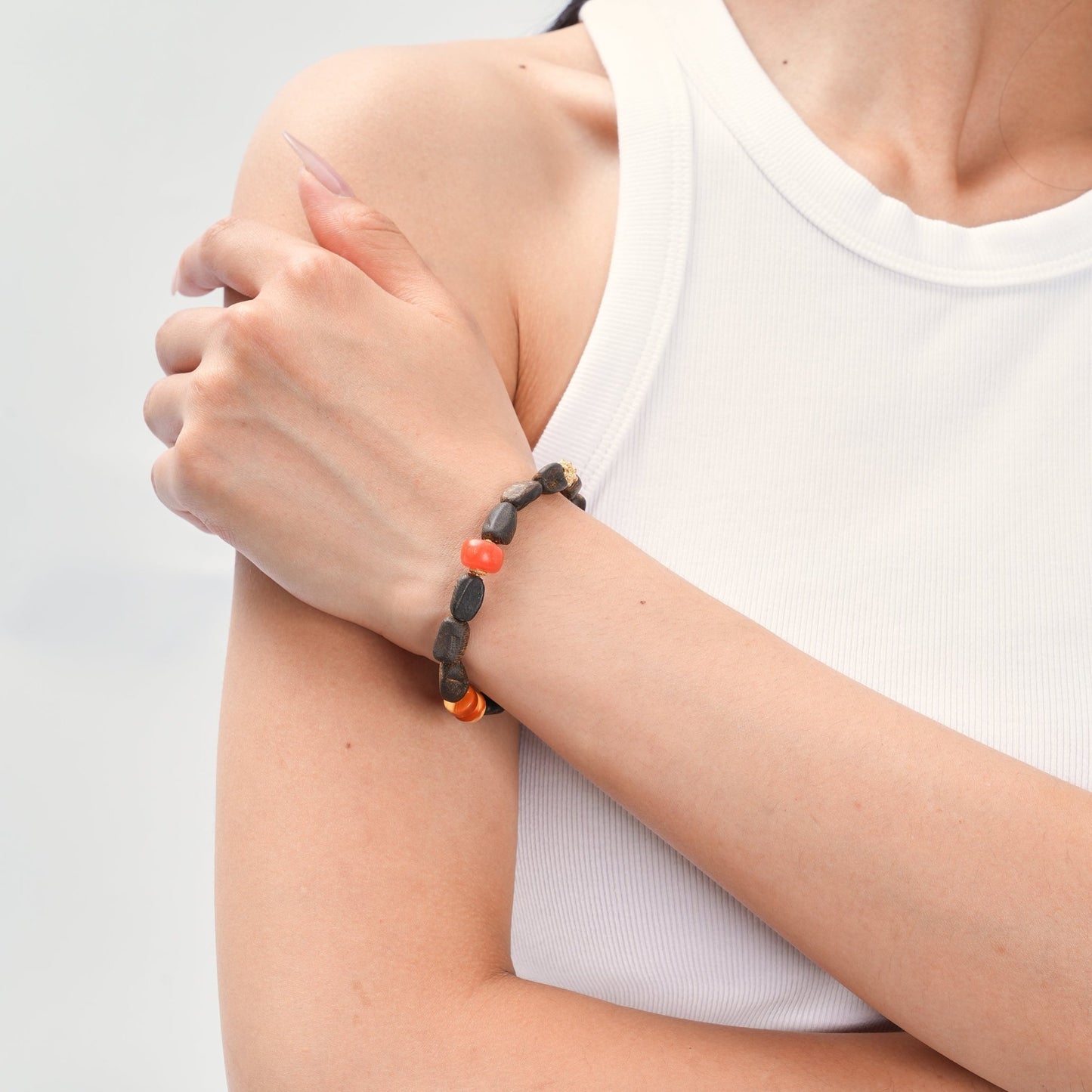 Grace Within – Agarwood, Sapphire & Amber Beaded Bracelet - ZODORI