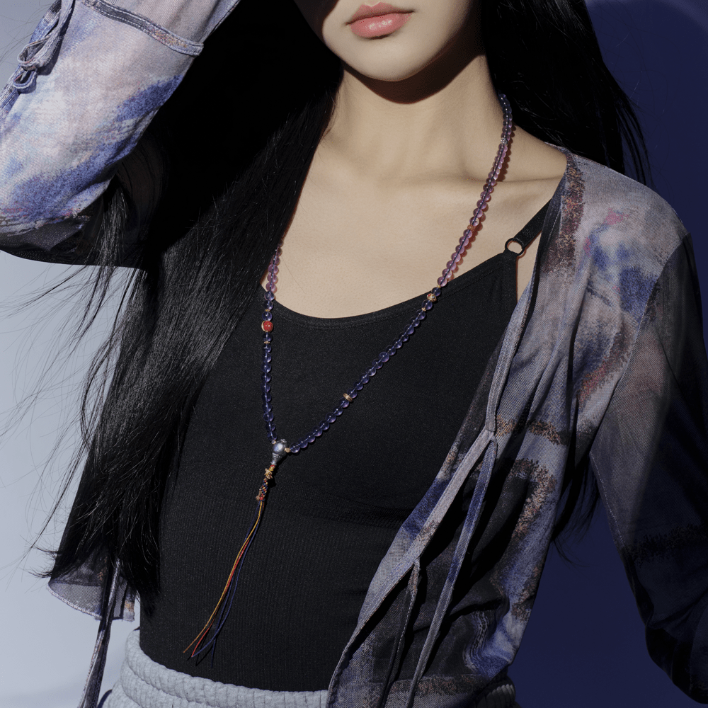 Amethyst Insight Mala Prayer Rosary & Necklace - Prayer Beads - ZODORI