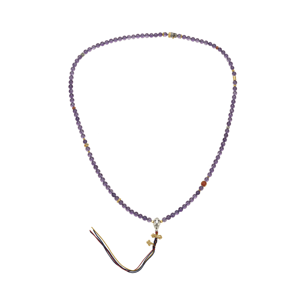 Amethyst Insight Mala Prayer Rosary & Necklace - Prayer Beads - ZODORI