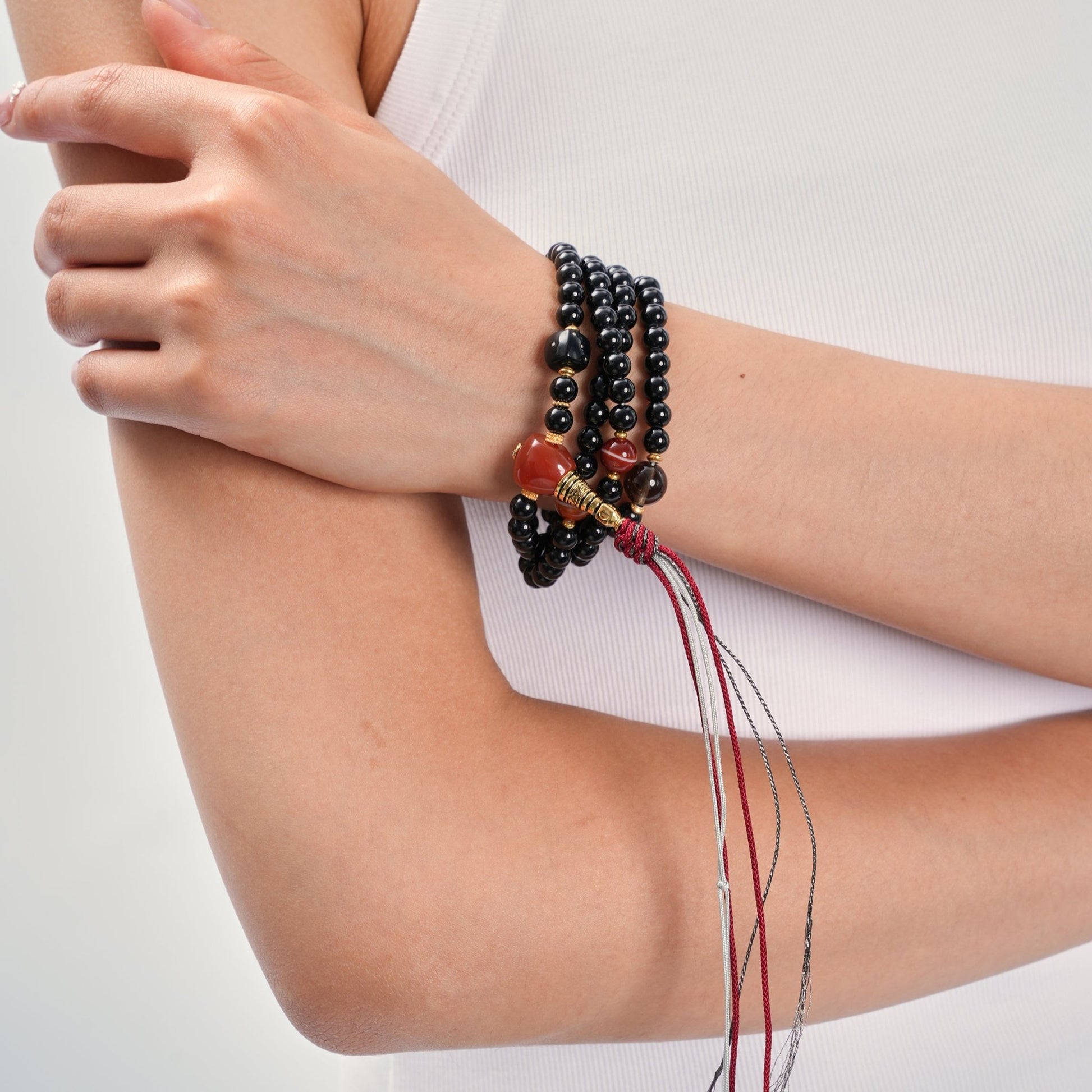 Black Tourmaline 108 - Bead Mala Necklace - Prayer Beads - ZODORI