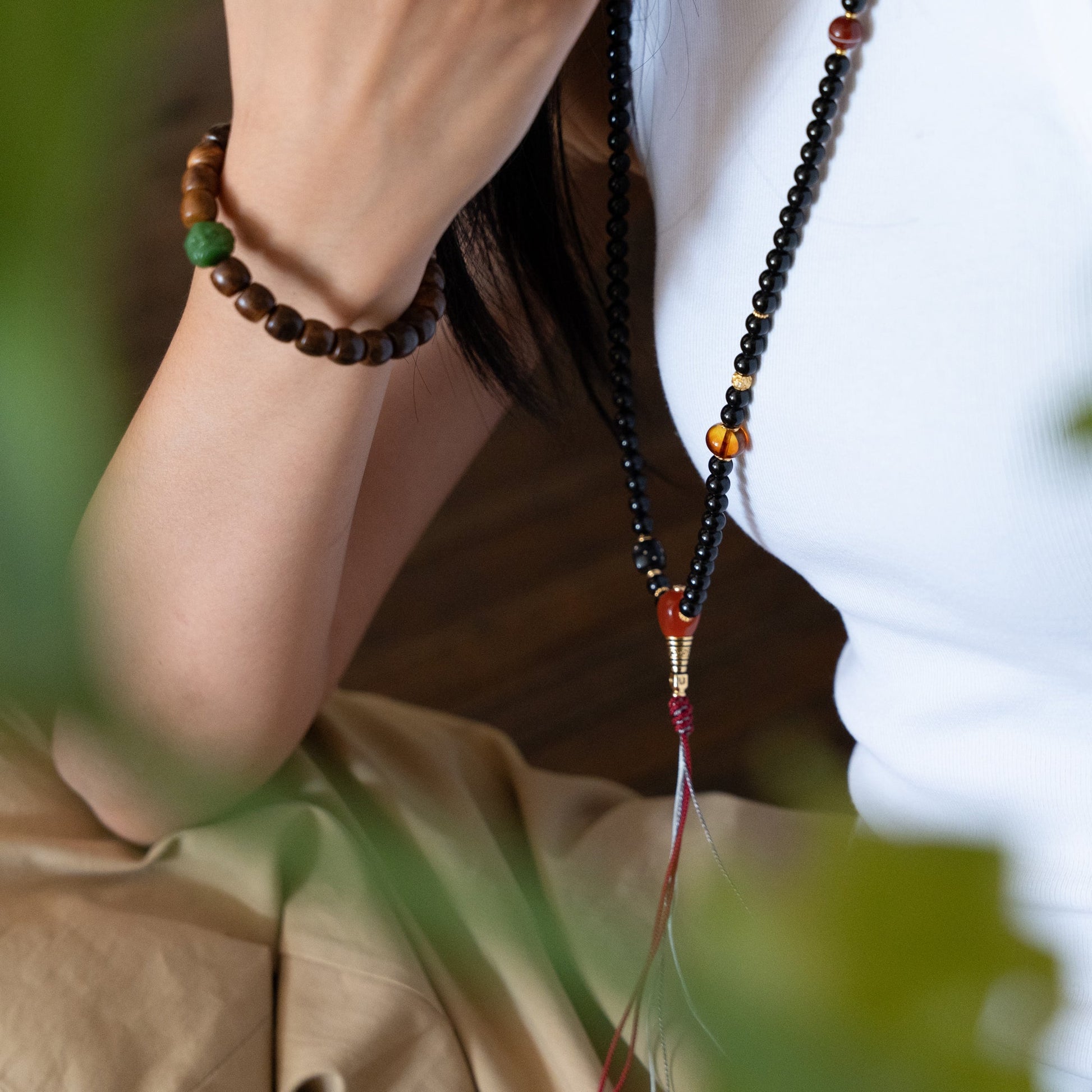 Black Tourmaline 108 - Bead Mala Necklace - Prayer Beads - ZODORI