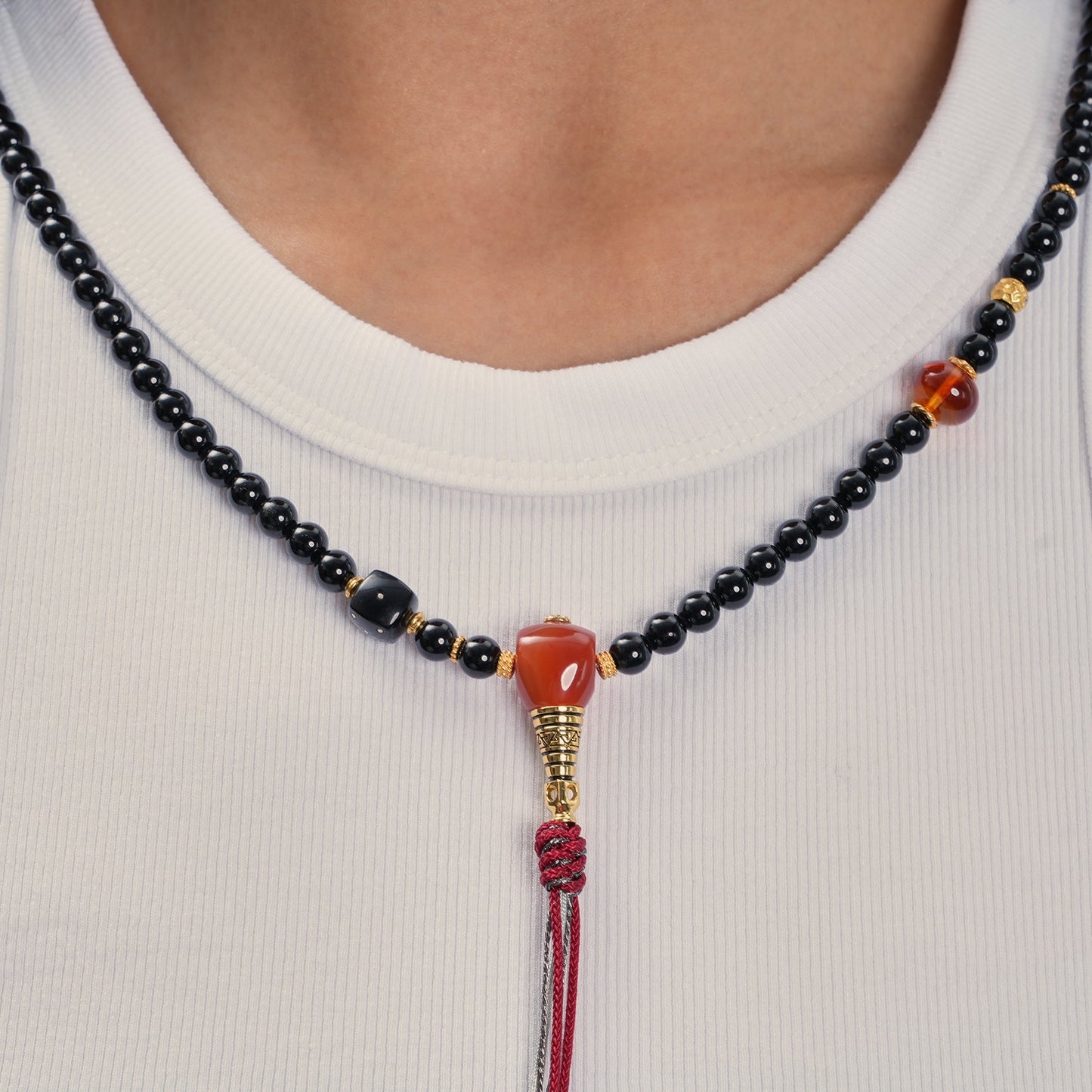 Black Tourmaline 108 - Bead Mala Necklace - Prayer Beads - ZODORI