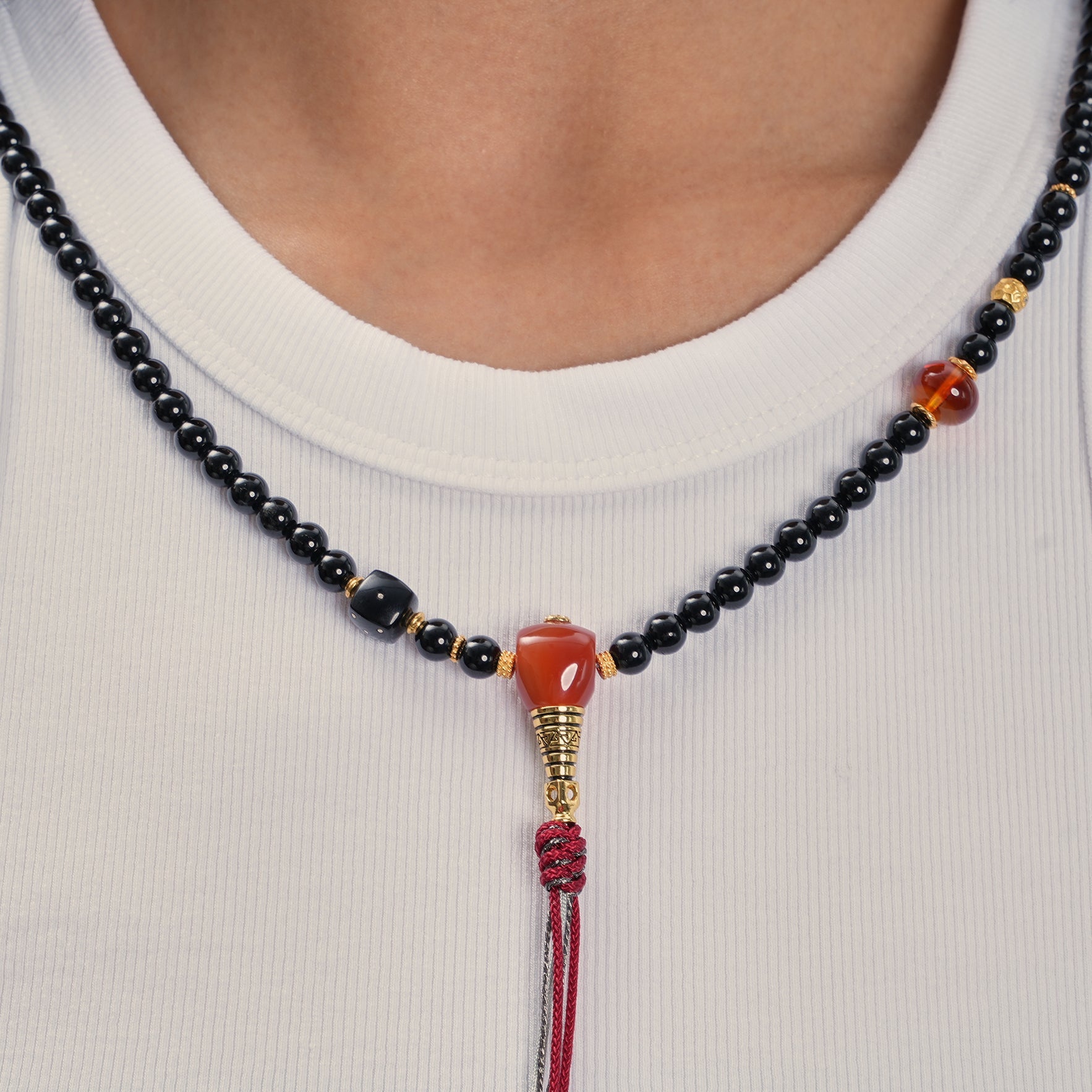 Black Tourmaline 108 - Bead Mala Necklace - Prayer Beads - ZODORI