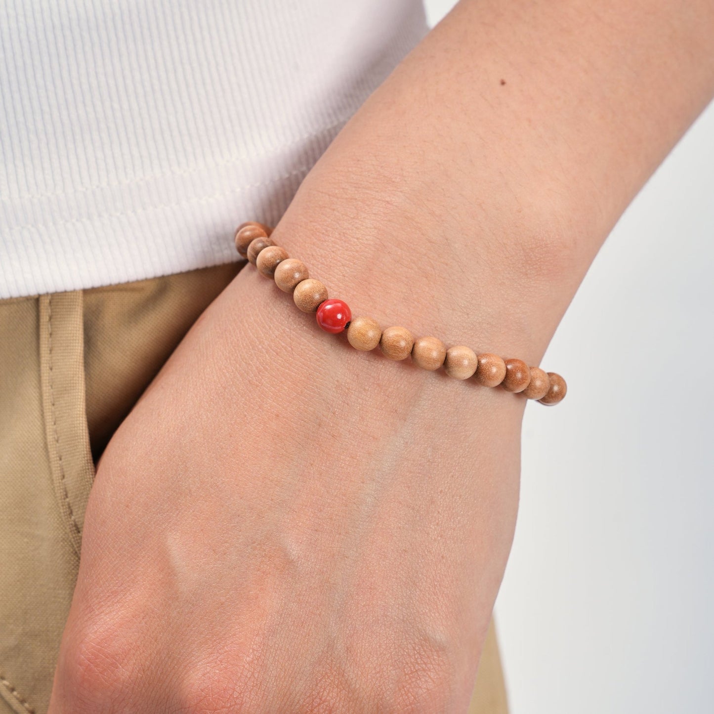 Inner Harmony – Sandalwood & Cinnabar Beaded Bracelet - Bracelets - ZODORI