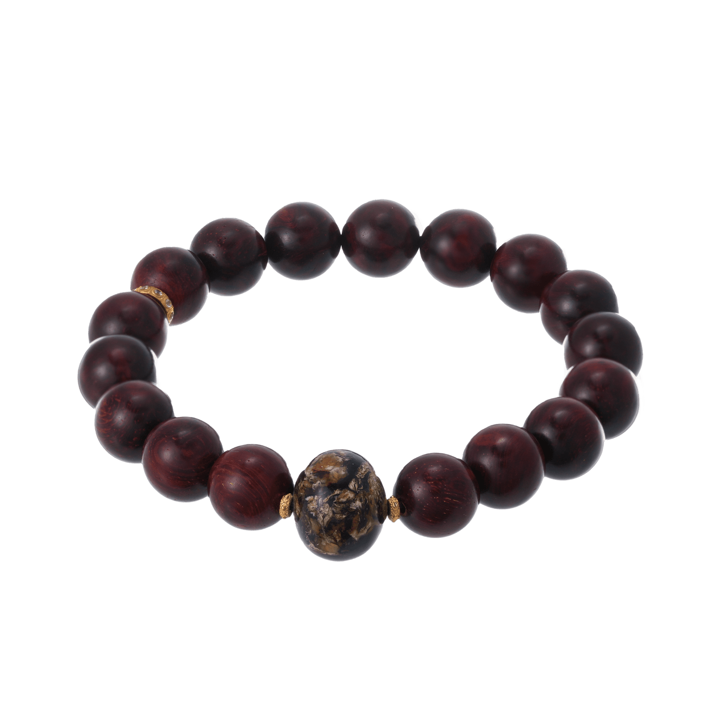 Scarred Authority – Rosewood & Amber Gold Accent Bracelet - Bracelets - ZODORI