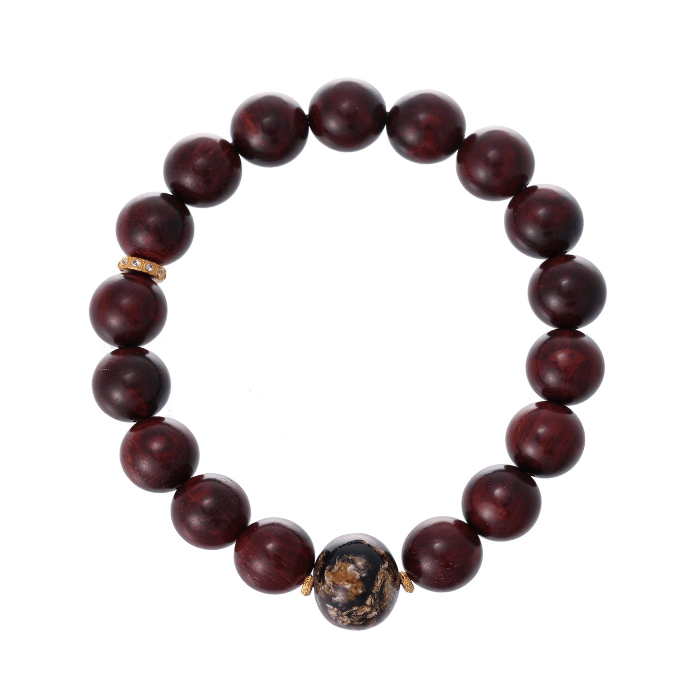 Scarred Authority – Rosewood & Amber Gold Accent Bracelet - Bracelets - ZODORI