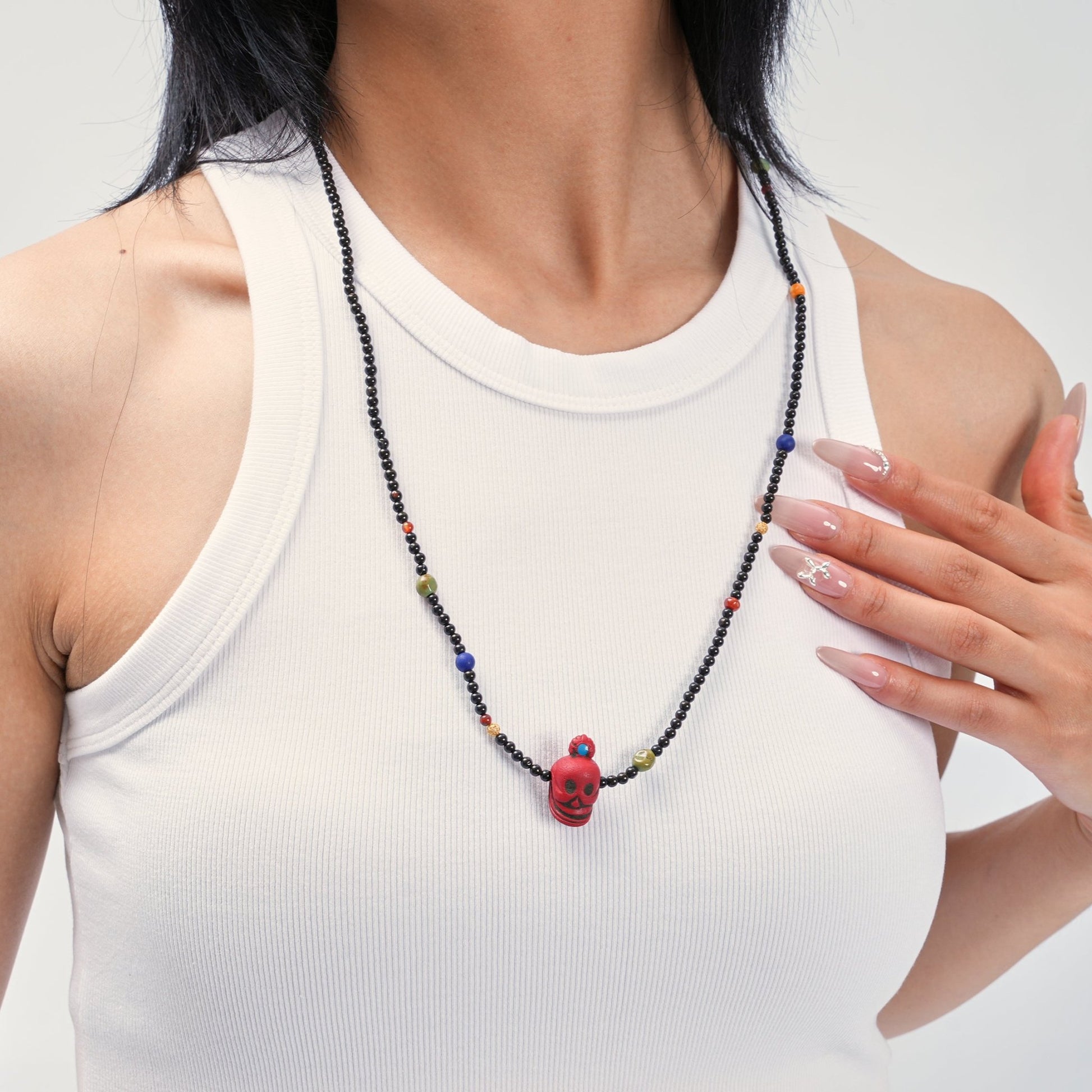 Between Realms – Patinated Agate & Gemstone Amulet Necklace & Bracelet - Necklaces - ZODORI