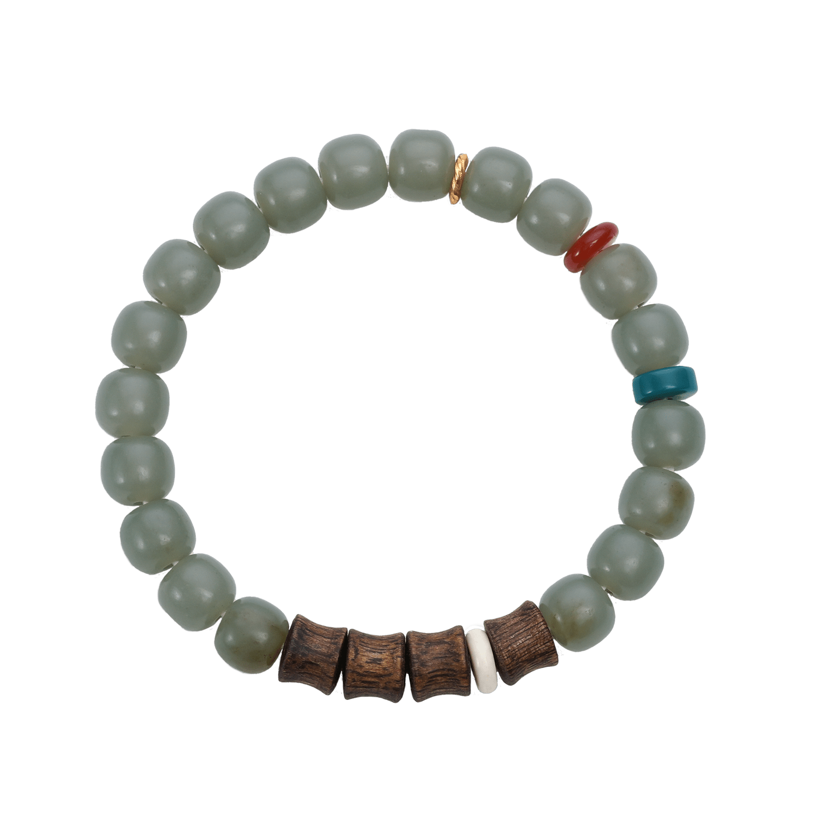 Drifting Stillness – Jade & Agarwood Beaded Bracelet - Bracelets - ZODORI
