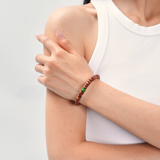 Inner Light – Bodhi Cypress & Glazed Glass Bracelet - Bracelets - ZODORI