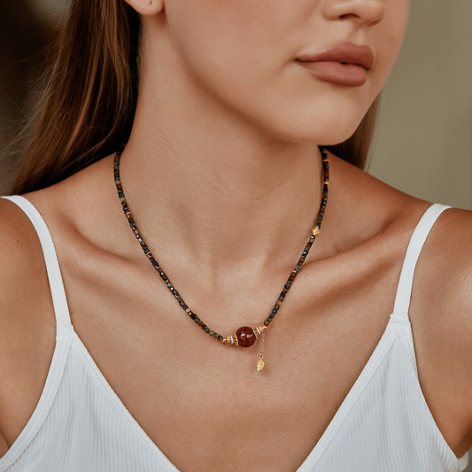 Red Essence – Faceted Gemstone and Cinnabar Choker - Necklaces - ZODORI