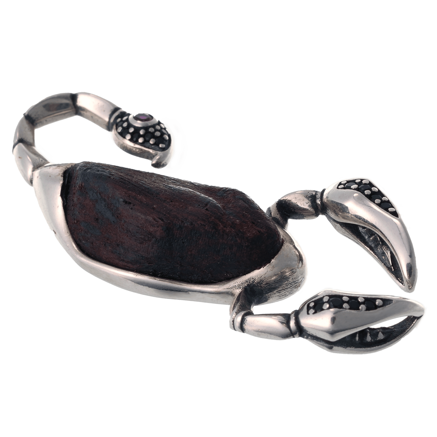Rulebreaker – Aloeswood Scorpion Pendant with Silver & Zircon - Ornaments - ZODORI