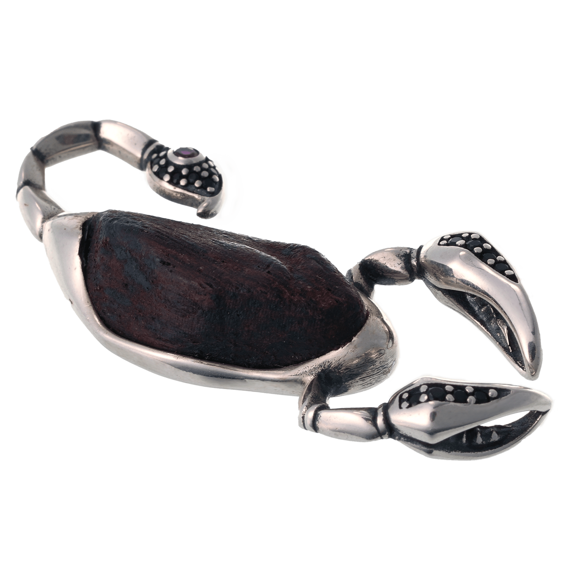 Rulebreaker – Aloeswood Scorpion Pendant with Silver & Zircon - Ornaments - ZODORI