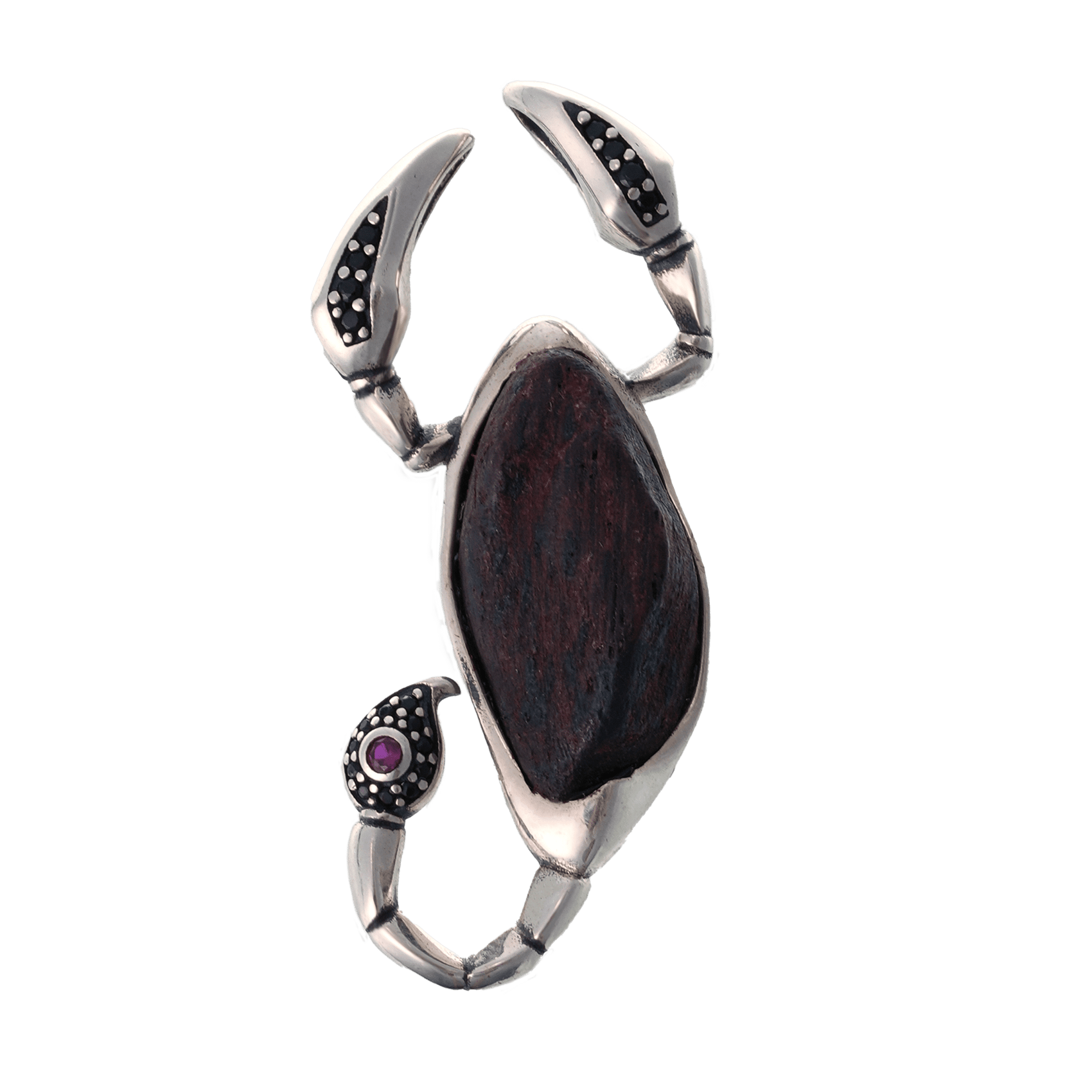 Rulebreaker – Aloeswood Scorpion Pendant with Silver & Zircon - Ornaments - ZODORI