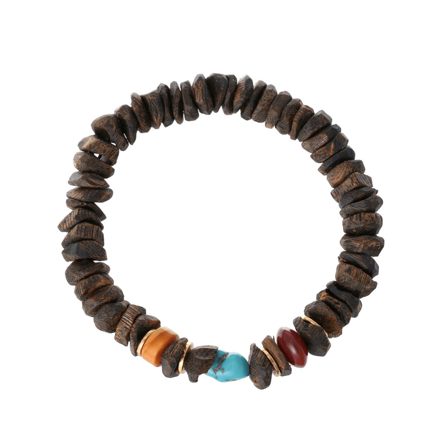 Truce Within – Sinking Agarwood & Turquoise Beaded Bracelet - Bracelets - ZODORI
