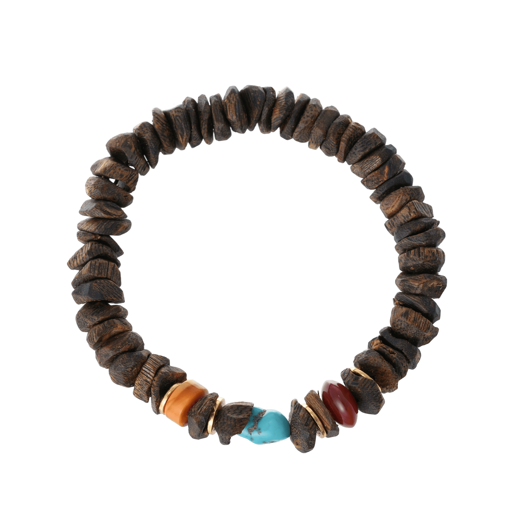 Truce Within – Sinking Agarwood & Turquoise Beaded Bracelet - Bracelets - ZODORI