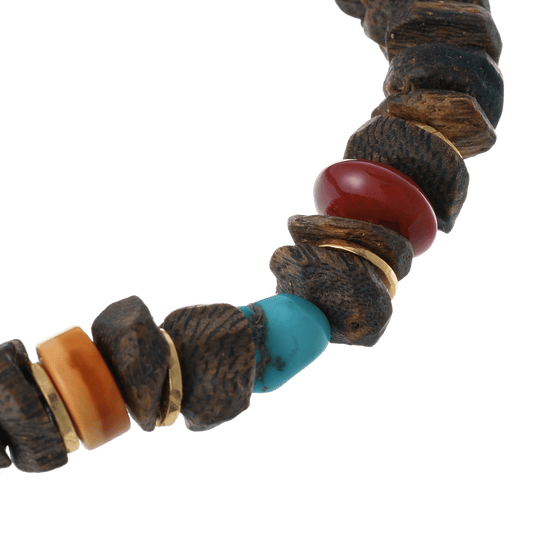 Truce Within – Sinking Agarwood & Turquoise Beaded Bracelet - Bracelets - ZODORI